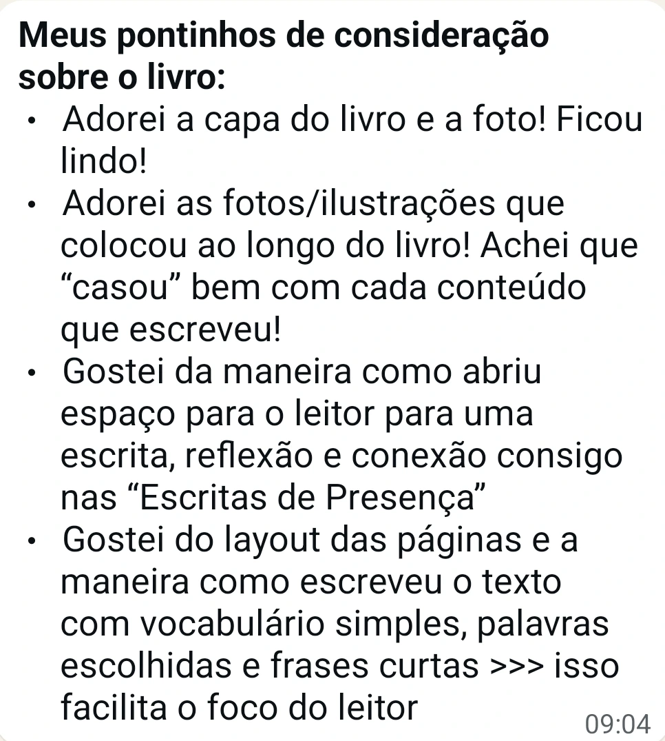 Relato anônimo de leitora — considerações sobre a obra